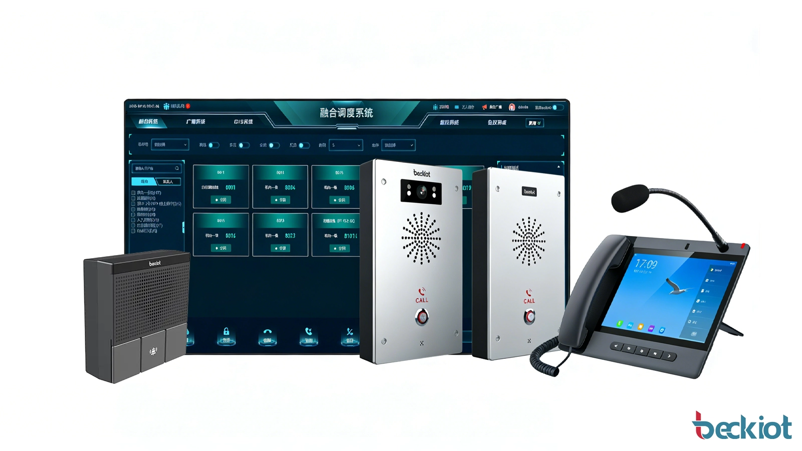 لوحة تحكم إدارة مركزية للمؤسسات للنداء والاتصال الداخلي عبر IP مع مراقبة متعددة المواقع، والتحكم بالمناطق، وتكامل الأمان، والإشراف عن بُعد على الأجهزة