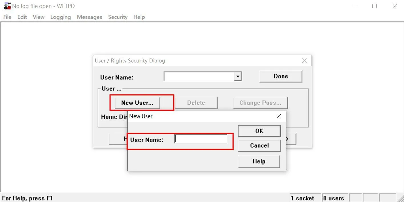 إنشاء اسم مستخدم وكلمة مرور للوصول إلى خادم FTP