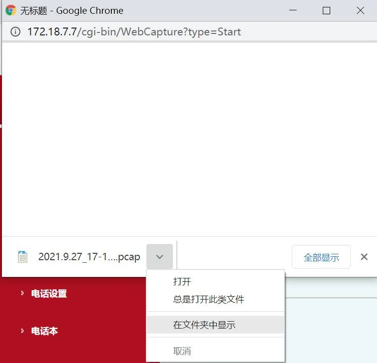اكتمال تنزيل ملف التقاط الحزم