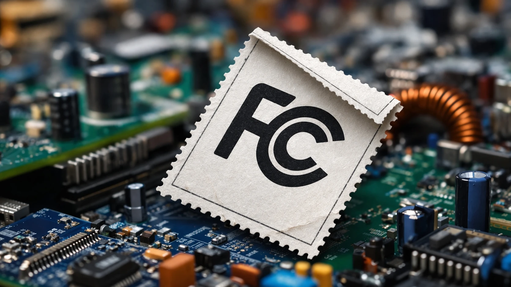 مخطط تدفق يوضح مسار موافقة جهاز هيئة FCC من تحديد أجزاء القواعد إلى الاختبار والتقديم ووضع العلامات والدخول إلى السوق