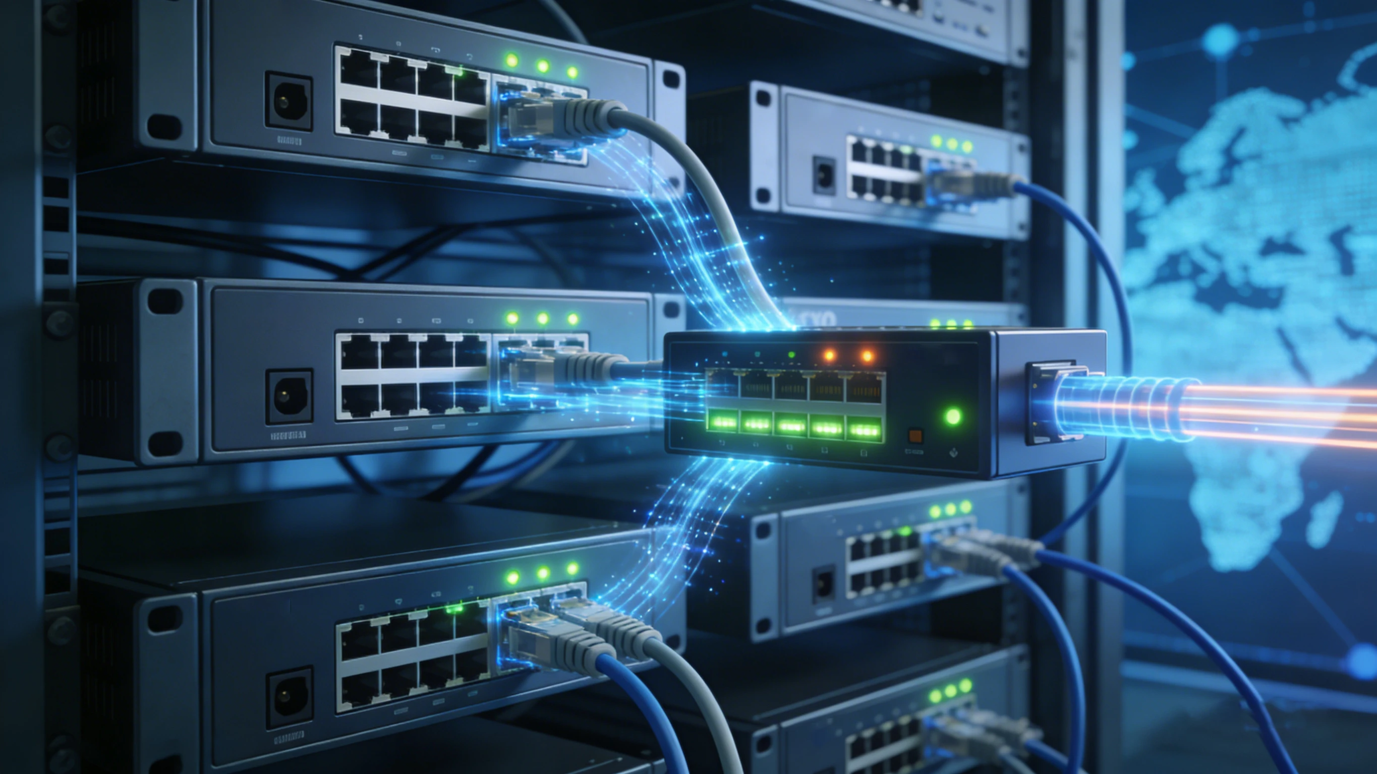 رسم بياني لتدفق المكالمات خطوة بخطوة يظهر مكالمة PSTN واردة تمر عبر بوابة FXO إلى IP PBX وهاتف SIP مكتبي