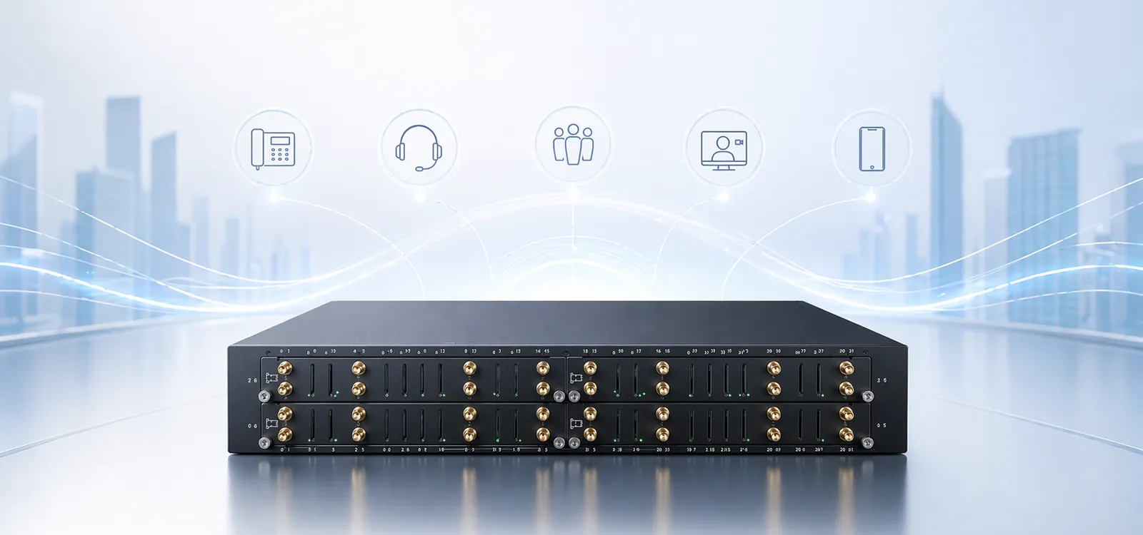 بوابة GOIP ذات 32 قناة من بيكي تيلكوم لصوت SIP والرسائل القصيرة وخطوط الجوال