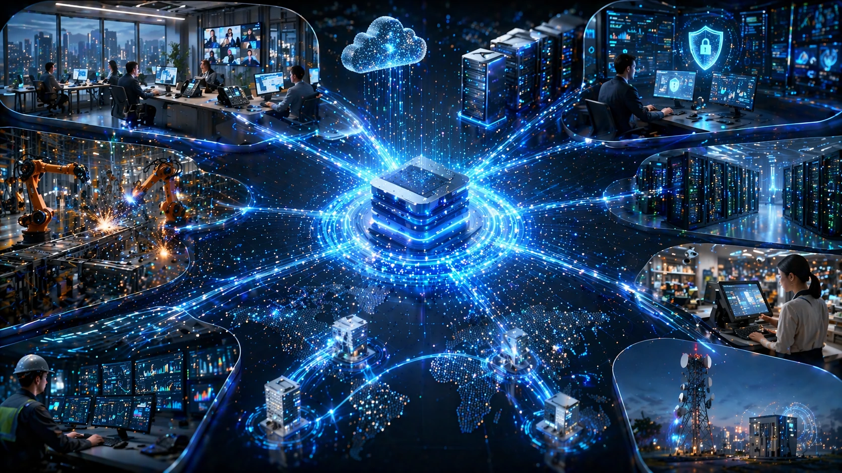 حالات استخدام IPv4 في المؤسسات والصناعة بما في ذلك شبكات LAN للمكاتب وأنظمة IP PBX والهواتف الصناعية والكاميرات وأجهزة التوجيه وجدران الحماية والشبكات الفرعية المتصلة بالسحابة.