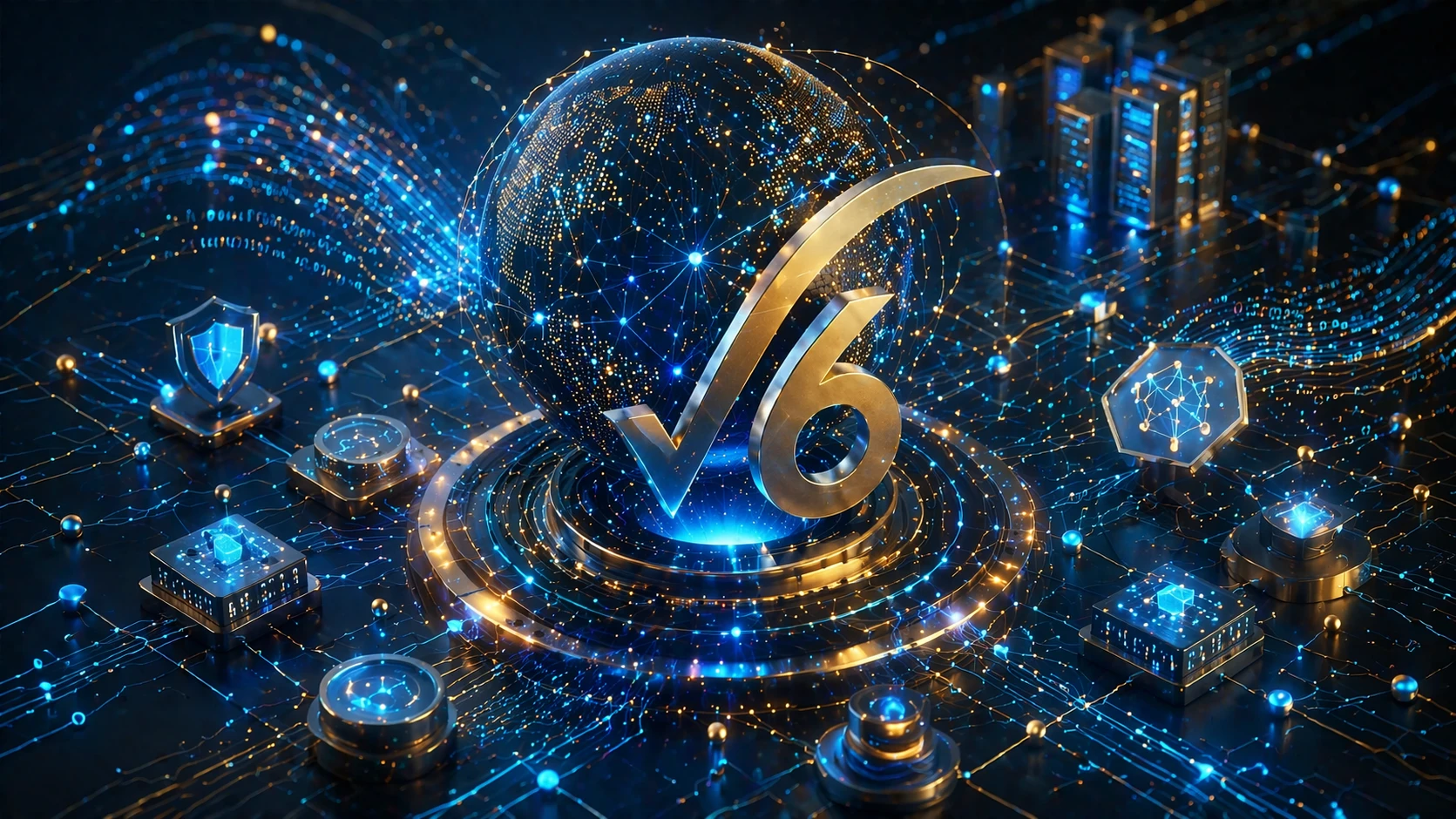 رسم توضيحي لحزمة IPv6 تنتقل من المضيف إلى جهاز التوجيه عبر مسار شبكة موجه