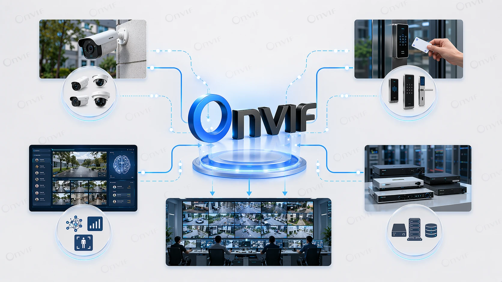 يُستخدم تكامل ONVIF بشكل شائع لربط الفيديو مع التحكم في الوصول والتحليلات ومنصات المراقبة الموحدة في بيئة متعددة الموردين.