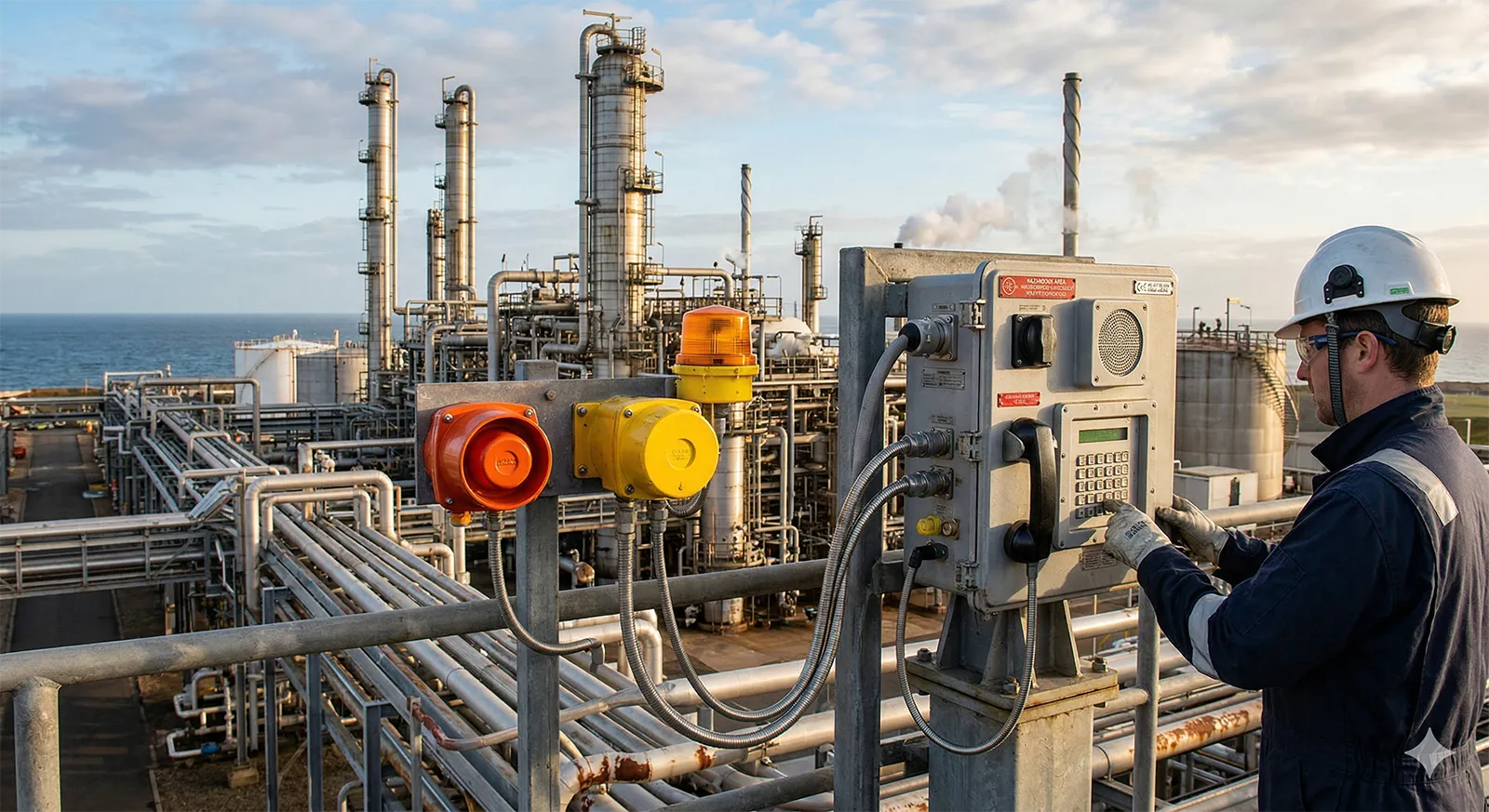 نقطة تركيب بتروكيماوية خارجية تتطلب معدات اتصالات مقاومة للعوامل الجوية والتآكل