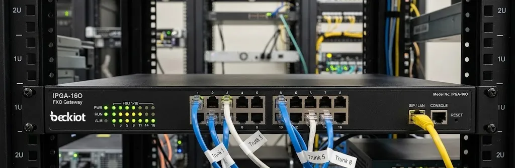 واجهة بوابة IPGA-16O FXO لدمج خطوط التماثل مع شبكة SIP