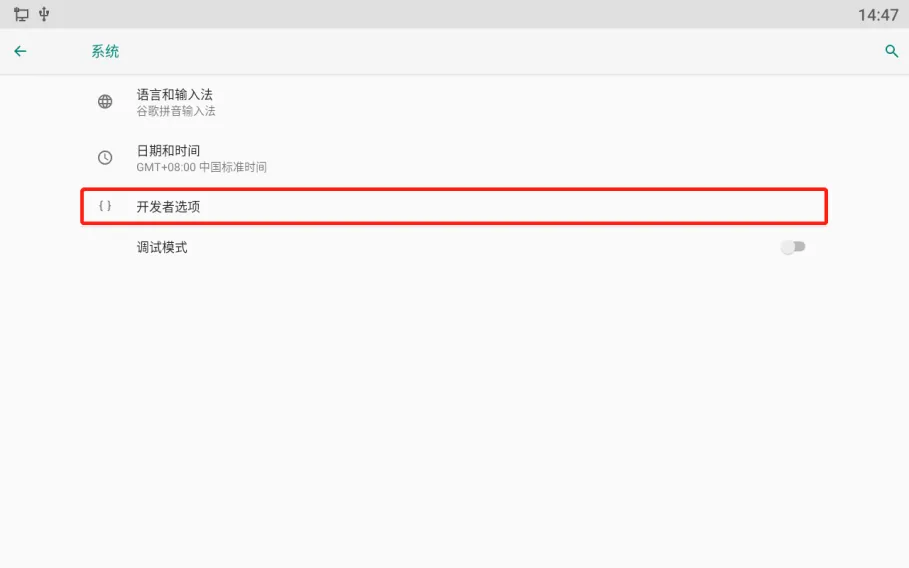 صفحة خيارات المطور