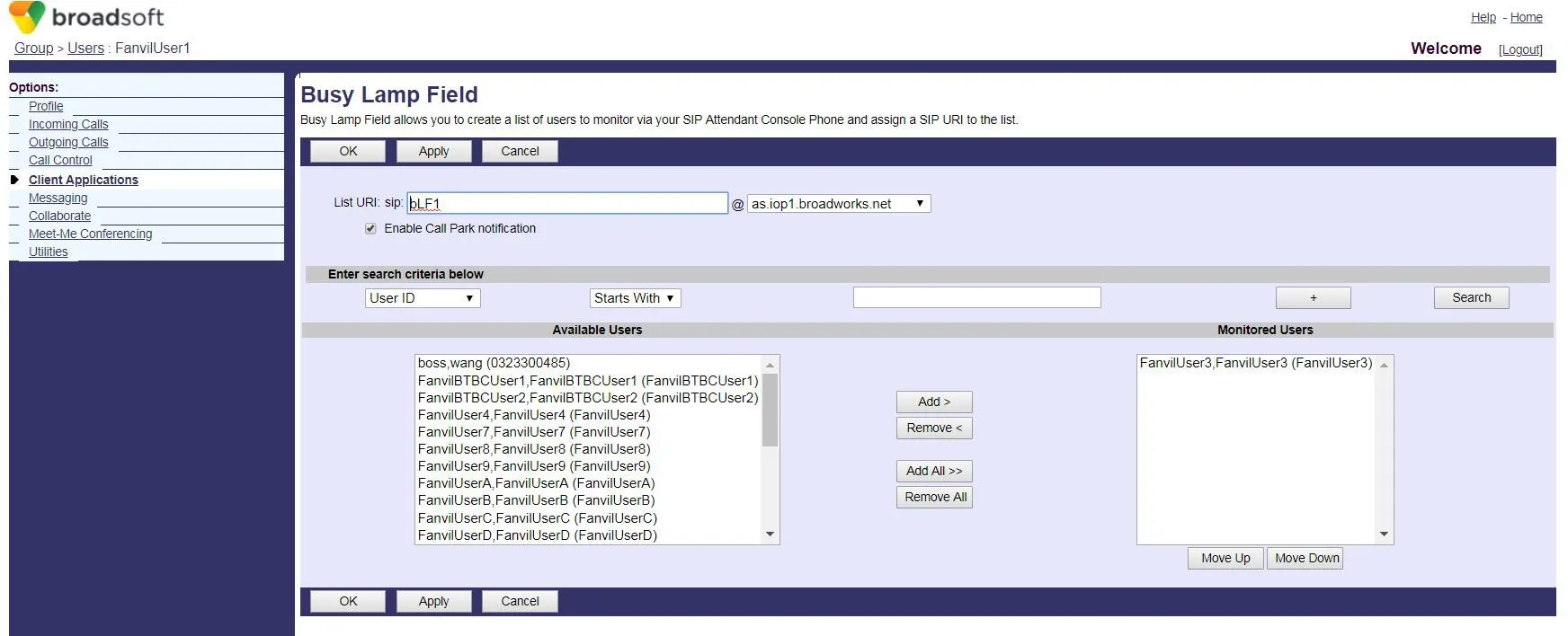 ضبط معرف URI للقائمة