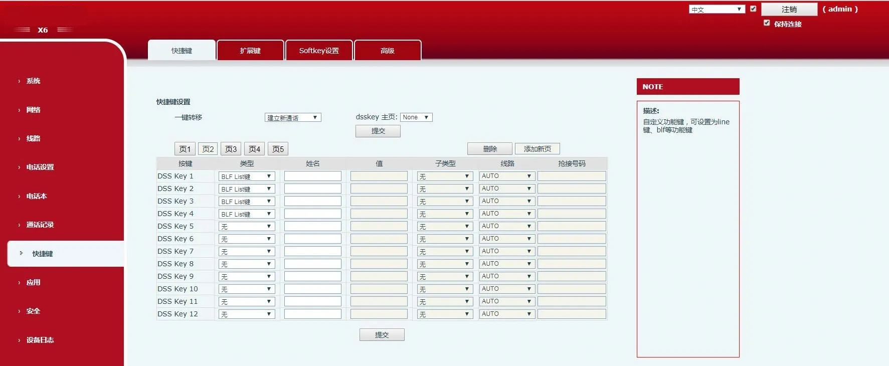 إعداد مفتاح DSS لقائمة BLF