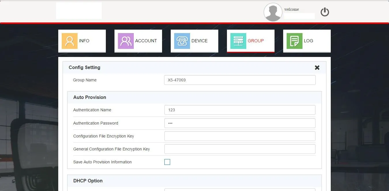 واجهة تعديل إعدادات المجموعة