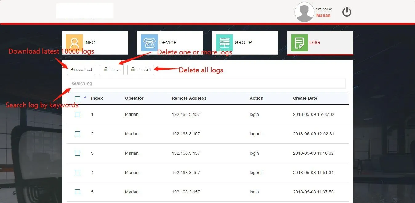 واجهة إدارة سجلات العميل