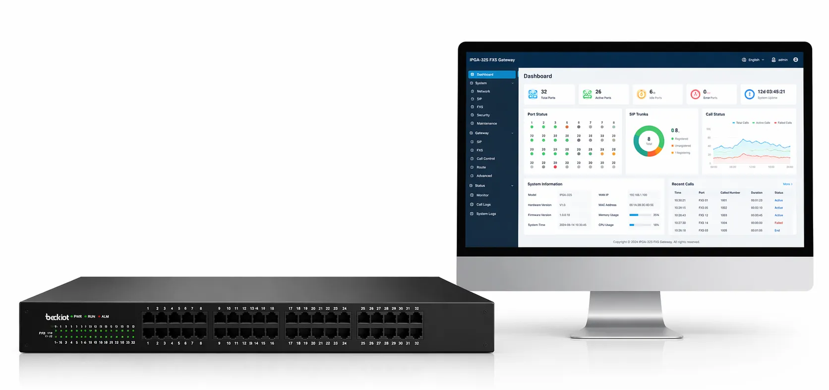 واجهة إدارة قائمة على الويب لبوابة IPGA-32S FXS