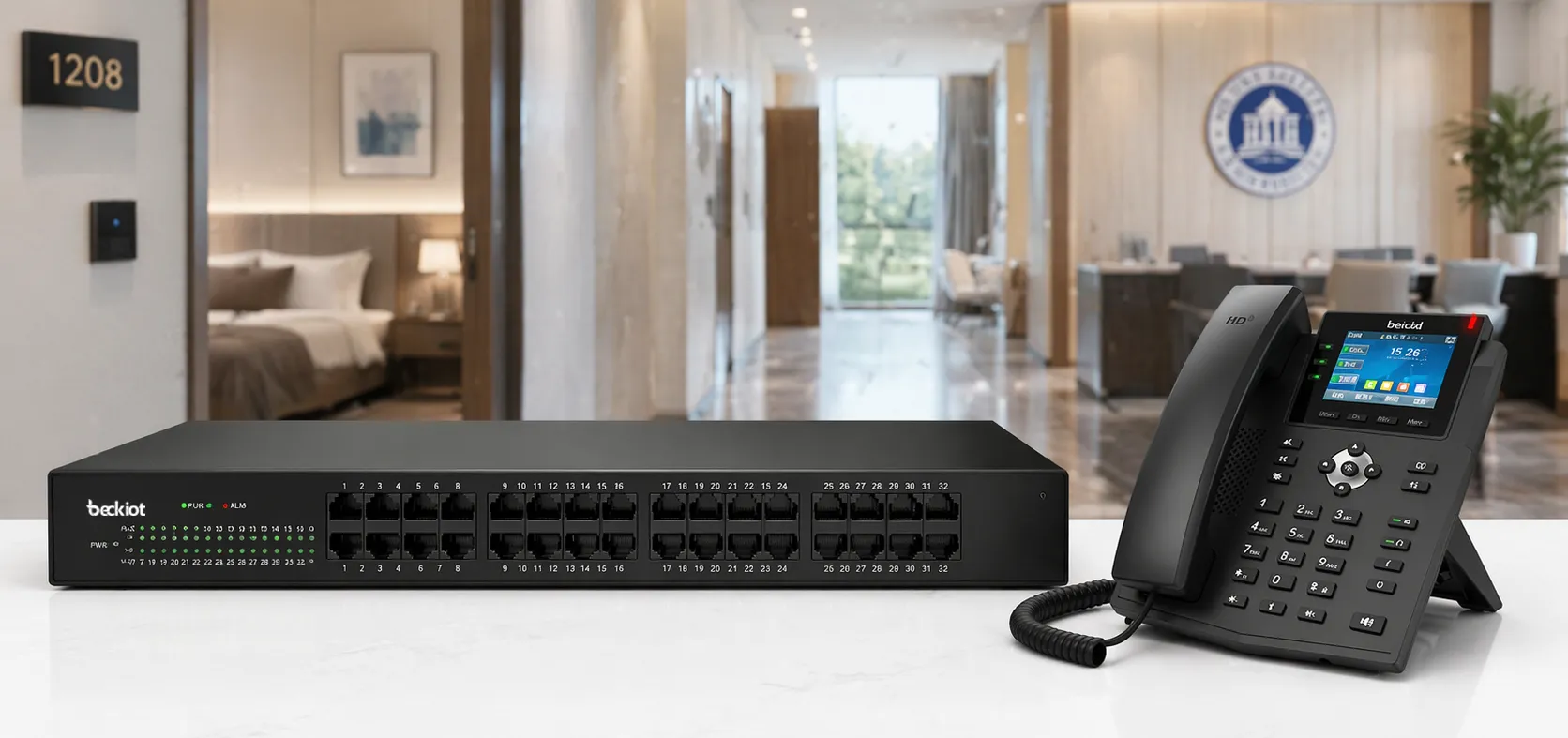 استخدام بوابة IPGA-32S FXS في نشر هواتف تناظرية في الفنادق أو الحرمات الجامعية أو المباني متعددة الغرف
