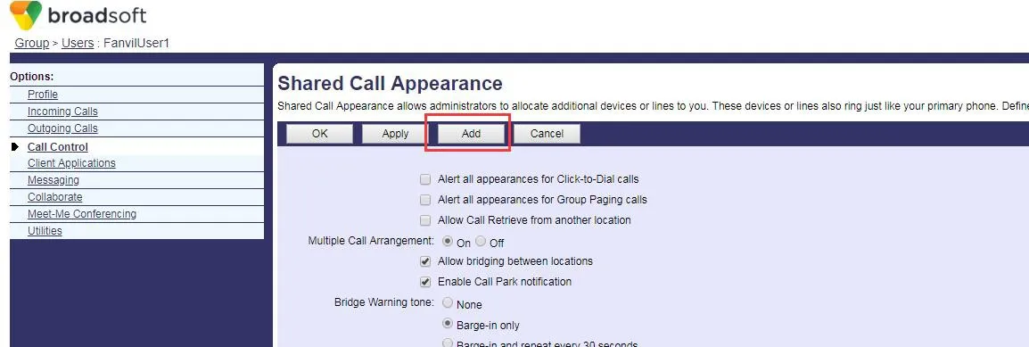 واجهة إنشاء المجموعة المشتركة