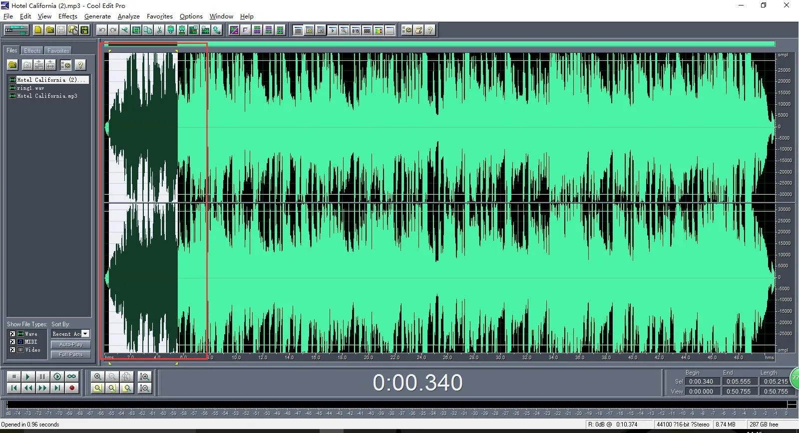 نسخ المقطع الصوتي المحدد