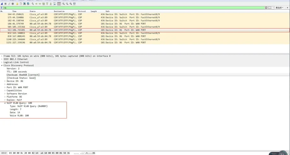 حزمة CDP مرسلة بعد تعلم VLAN