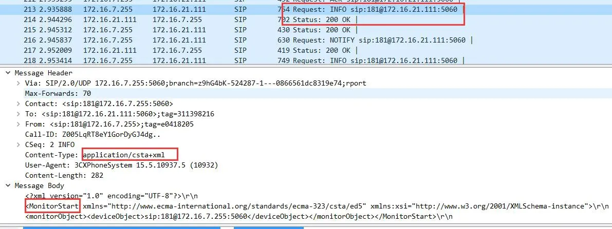 يرد الهاتف برسالة 200 OK، تم إنشاء الاتصال