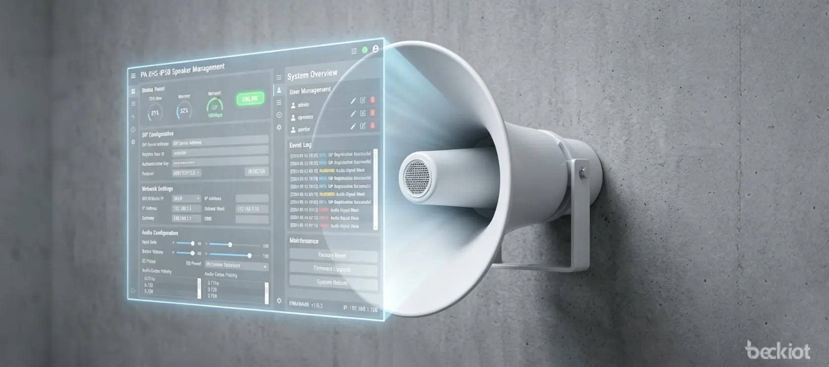 مكبر الصوت SIP PA-BHS-IP50 مع واجهة إدارة عبر الويب وتكوين صوت IP