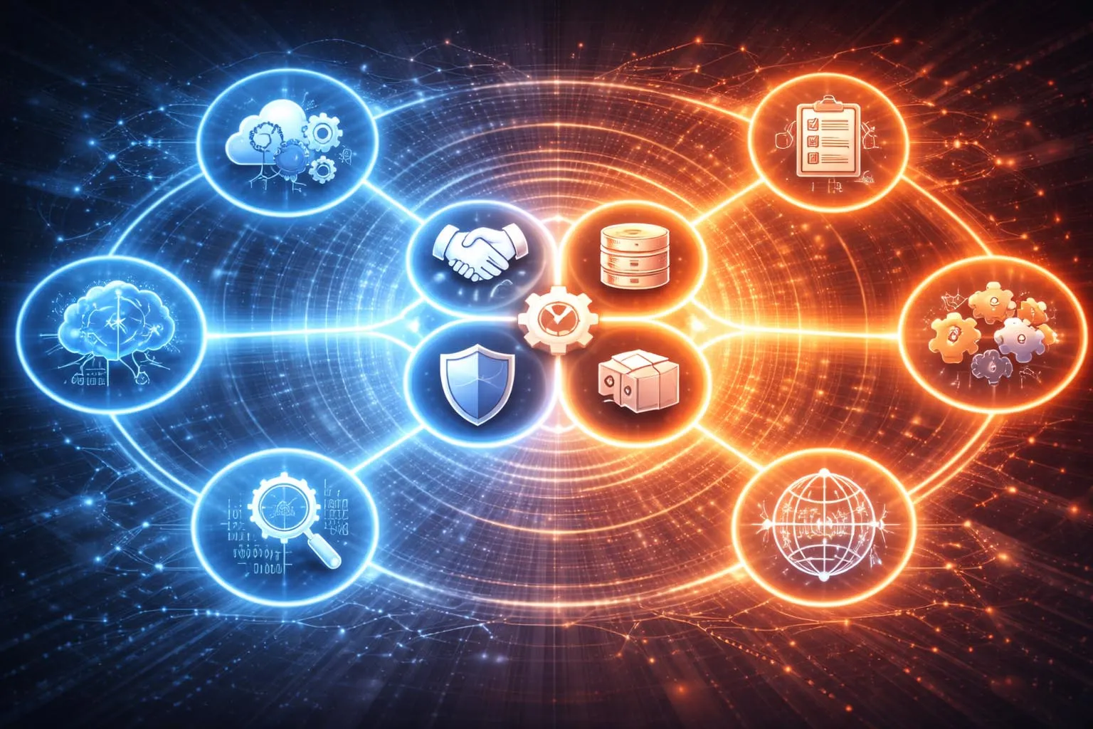 سير عمل التشغيل المتبادل يوضح المعايير وواجهات برمجة التطبيقات والبروتوكولات وضوابط الهوية وتعيين البيانات وإجراءات النظام عبر المنصات المتصلة