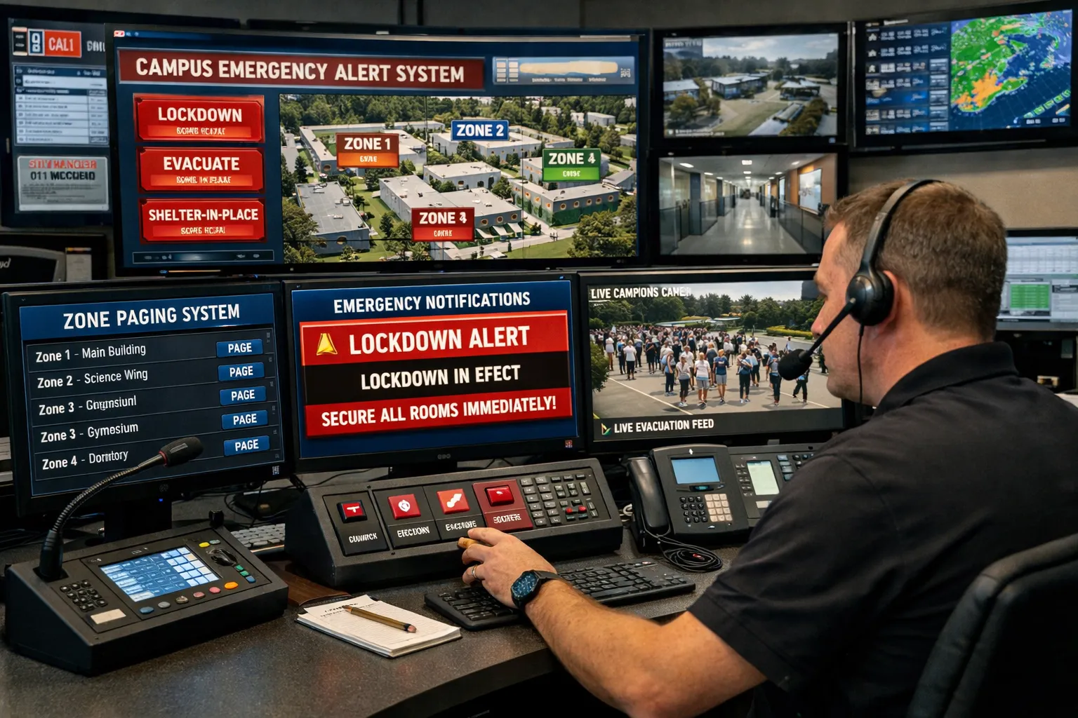 نظام PA المدرسي للترحيل وجدولة الجرس وإخطار الطوارئ