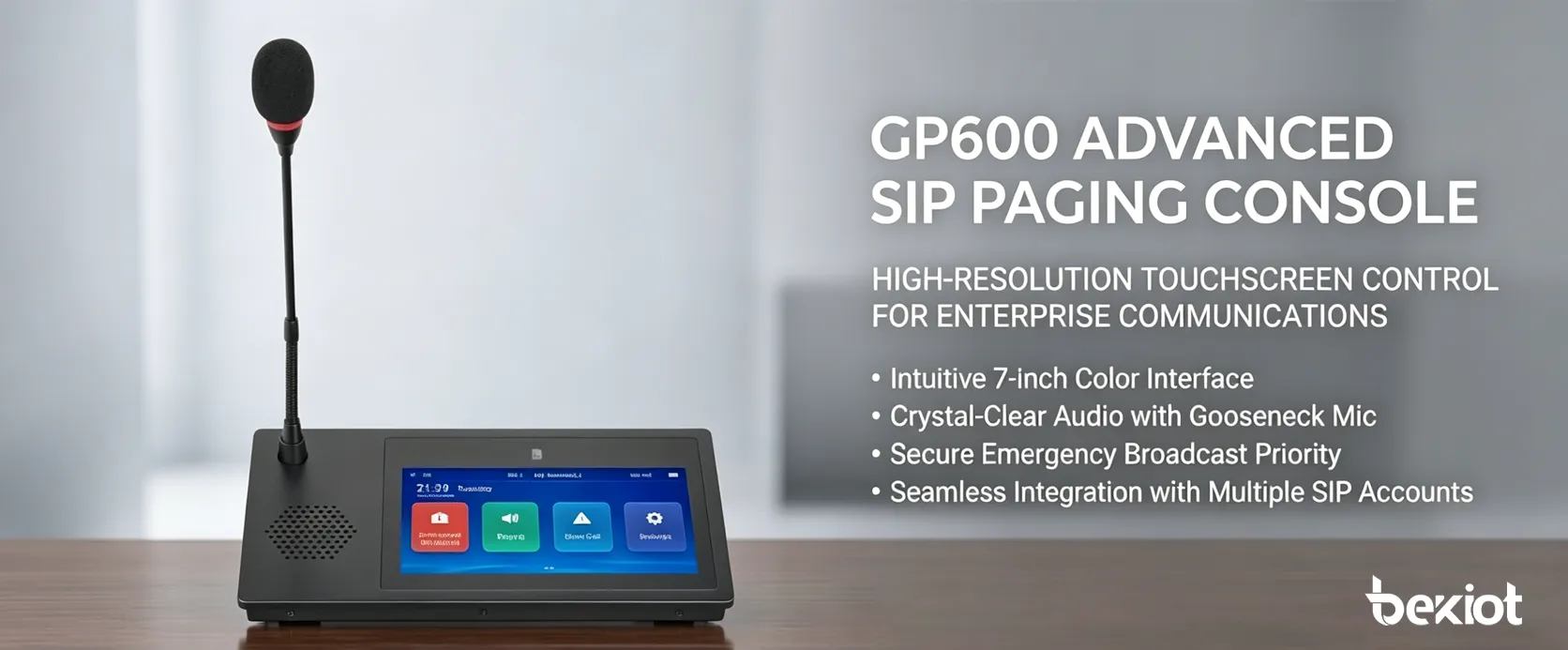 تصميم أمامي وشاشة تعمل باللمس لميكروفون SIP GP600