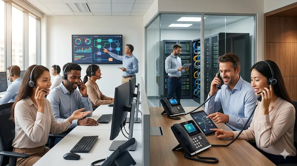 ميزات وتطبيقات استلام المكالمة عبر فرق مكتب الاستقبال، والمستشفيات، ومنصات البيع بالتجزئة، وإدارات المكاتب باستخدام مفاتيح BLF وإعدادات الاستلام الجماعي