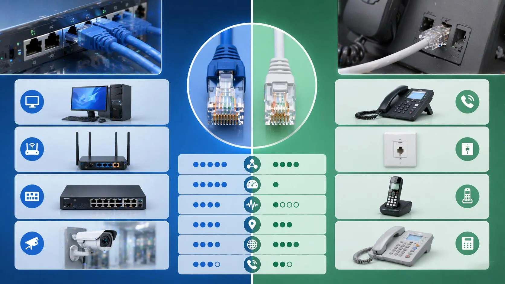 الاختلافات بين RJ45 و RJ11