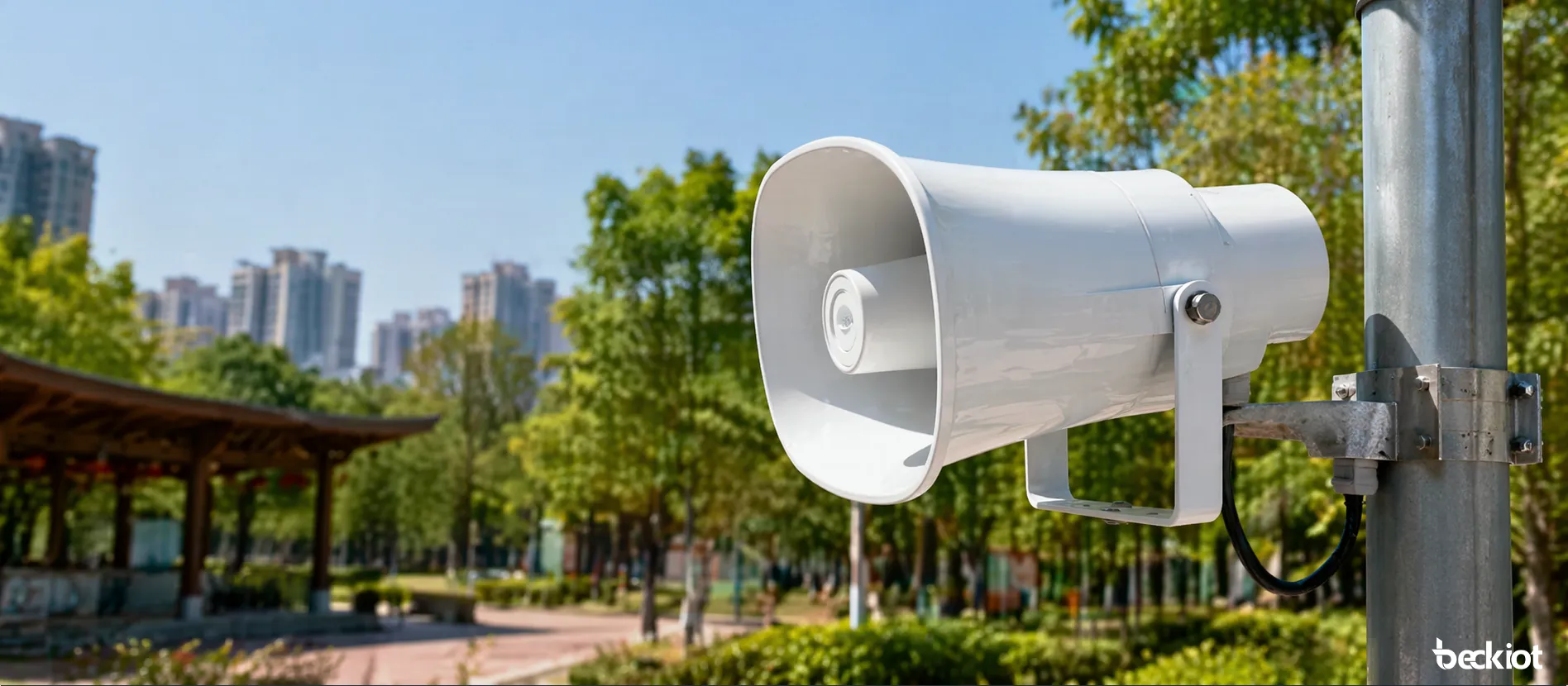 PA-BHS-IP15 SIP speaker installed in an outdoor public communication environment