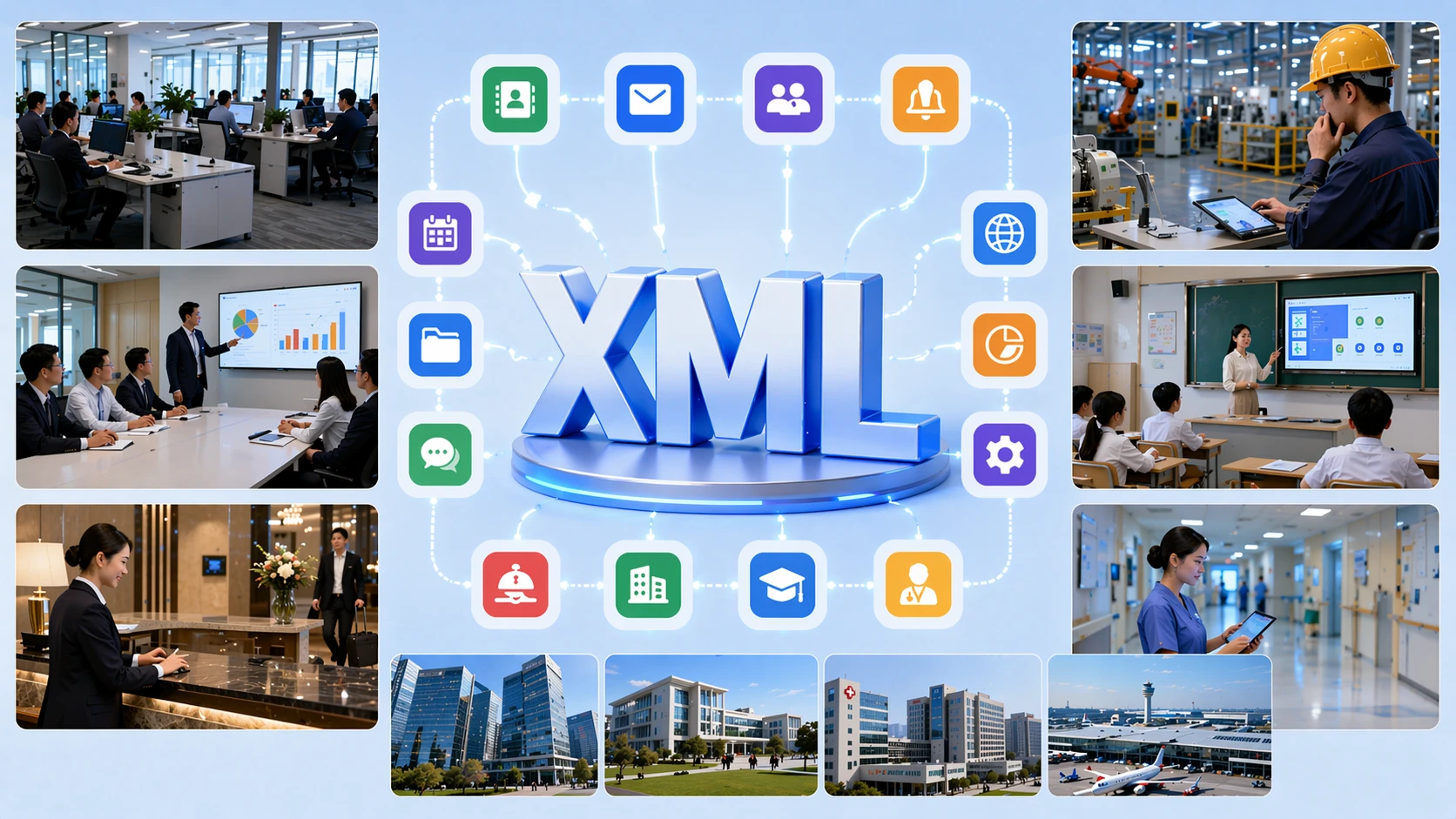 حالات استخدام متصفح XML في نشرات هواتف IP للمؤسسات والضيافة والرعاية الصحية والصناعية