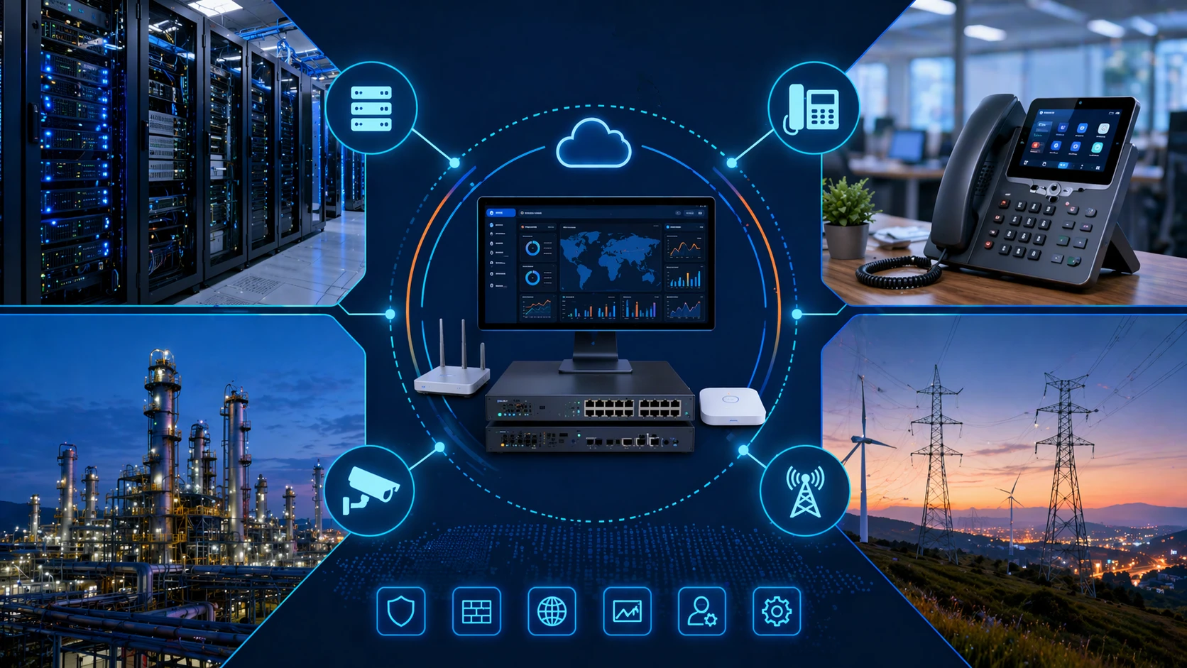 إدارة الويب المستخدمة عبر المبدلات وجدران الحماية وأنظمة VoIP والبوابات الصناعية والأجهزة الموزعة للمرافق