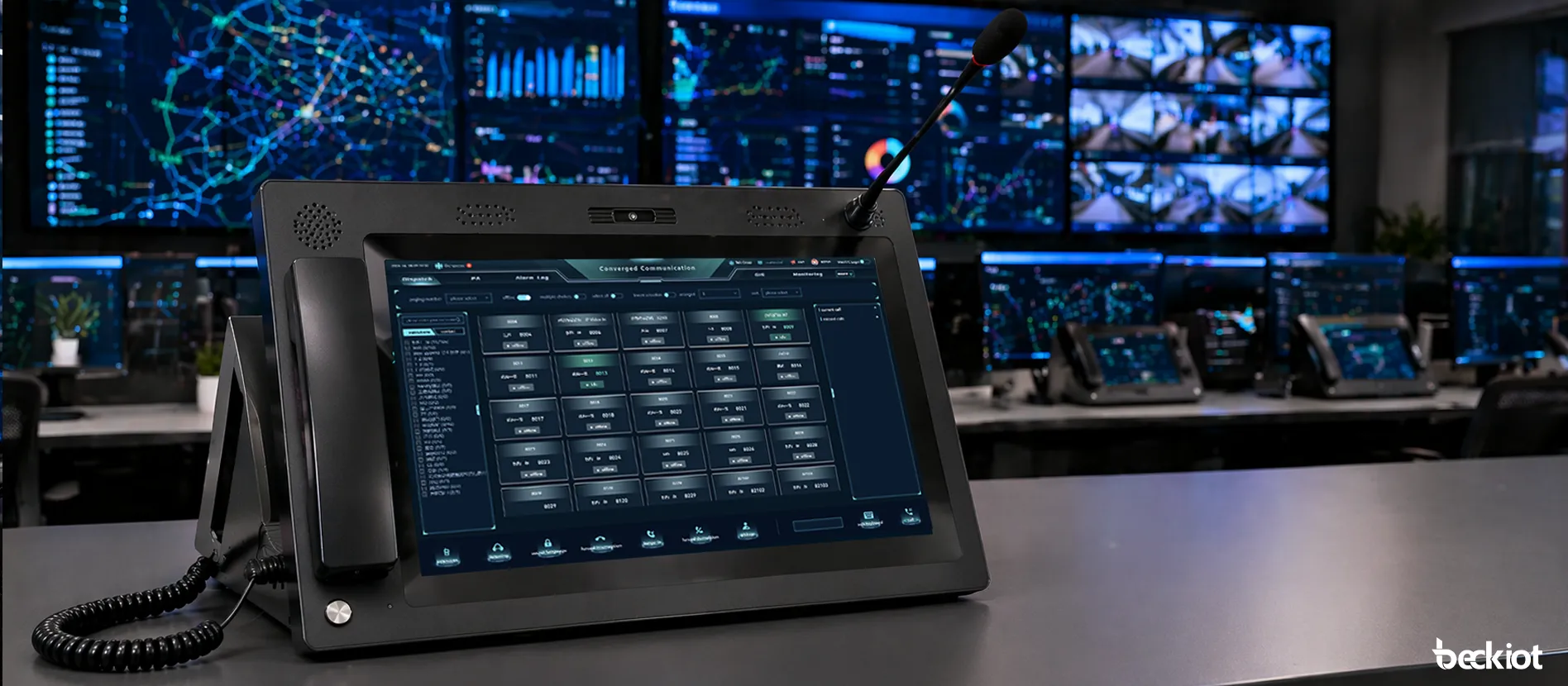 وحدة تحكم IP BK-DSC-173 مثبتة في بيئة غرفة تحكم وتنسيق احترافية