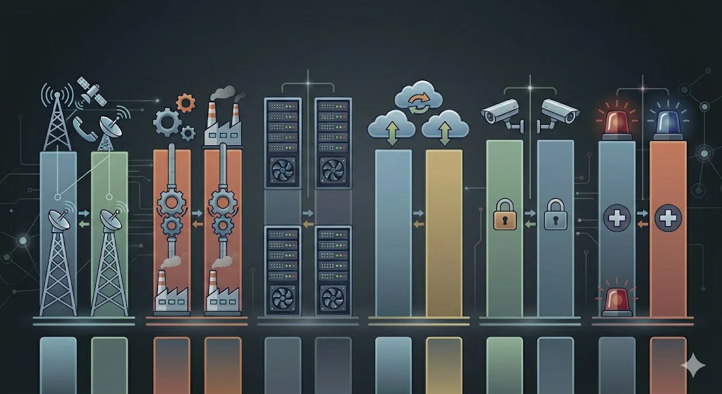 تطبيقات Redundancy في الاتصالات الهاتفية والتحكم الصناعي والأمن والطوارئ