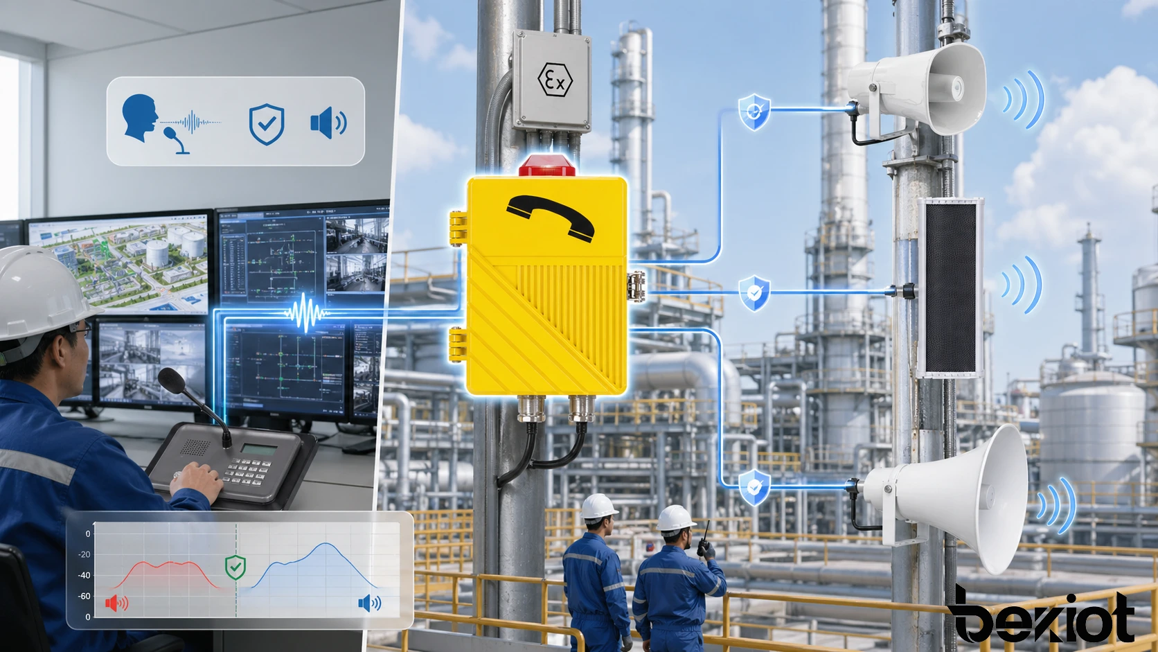 استخدام كبح العواء الصوتي في أنظمة الاتصال الداخلي SIP والبث العام والنداء الصناعي وتشغيل غرفة التحكم ونقاط المساعدة الطارئة