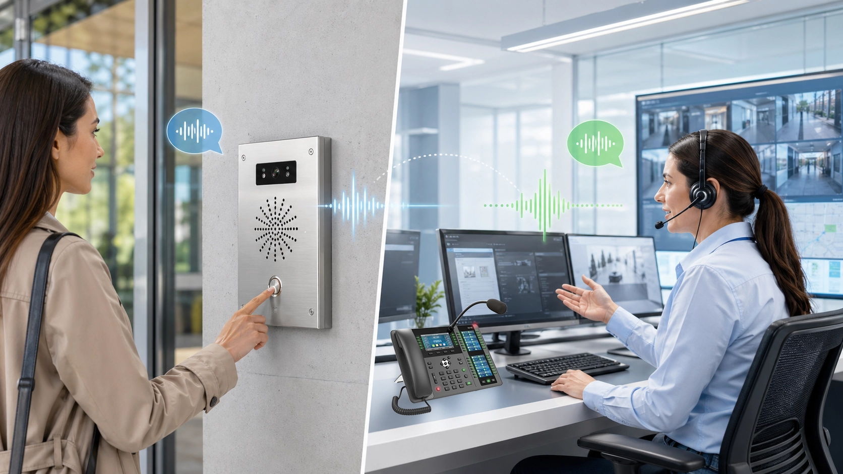 وظائف Talkback توضح استجابة المشغل والمساعدة عن بُعد والتأكيد والتنسيق ونقل التعليمات داخل نظام اتصال