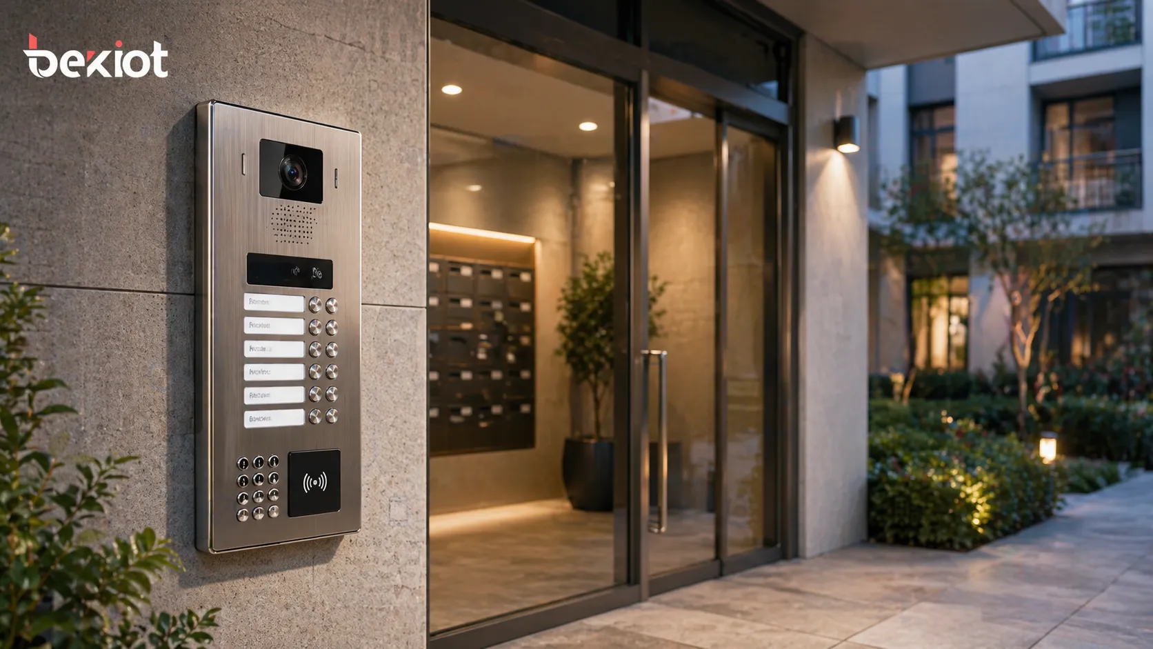 اتصال داخلي جداري عند مدخل مبنى شقق متعدد المستأجرين