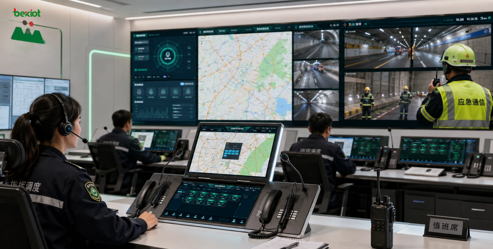وحدة dispatch في مركبة القيادة تربط مستخدمي الراديو ضيق النطاق داخل النفق بروابط 4G 5G والشبكة الخاصة والقمر الصناعي