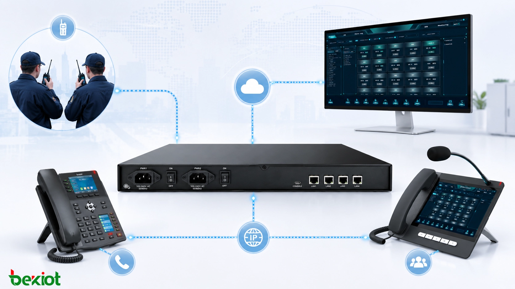 بوابة RoIP تربط أجهزة اللاسلكي بمنصة توجيه SIP وهواتف IP ونظام اتصال مركز القيادة