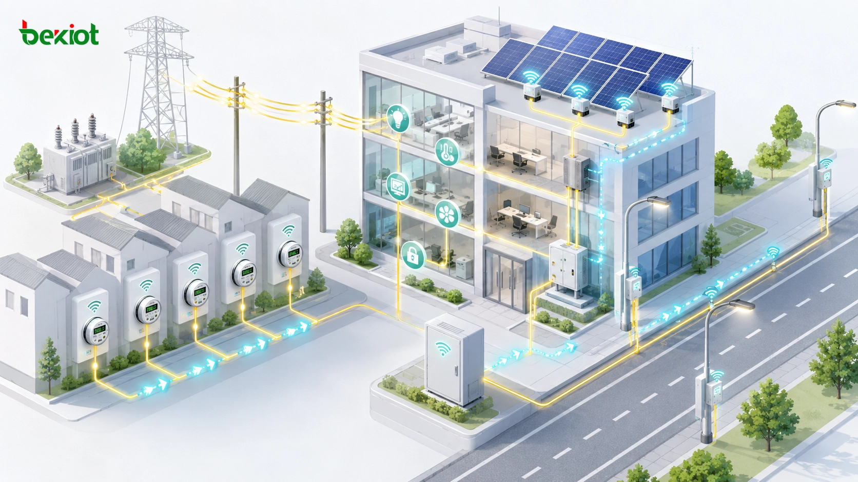 تطبيقات الاتصال عبر خطوط الكهرباء في العدادات الذكية وإنارة الشوارع وأتمتة المباني ومراقبة عاكسات الطاقة الشمسية الصغيرة