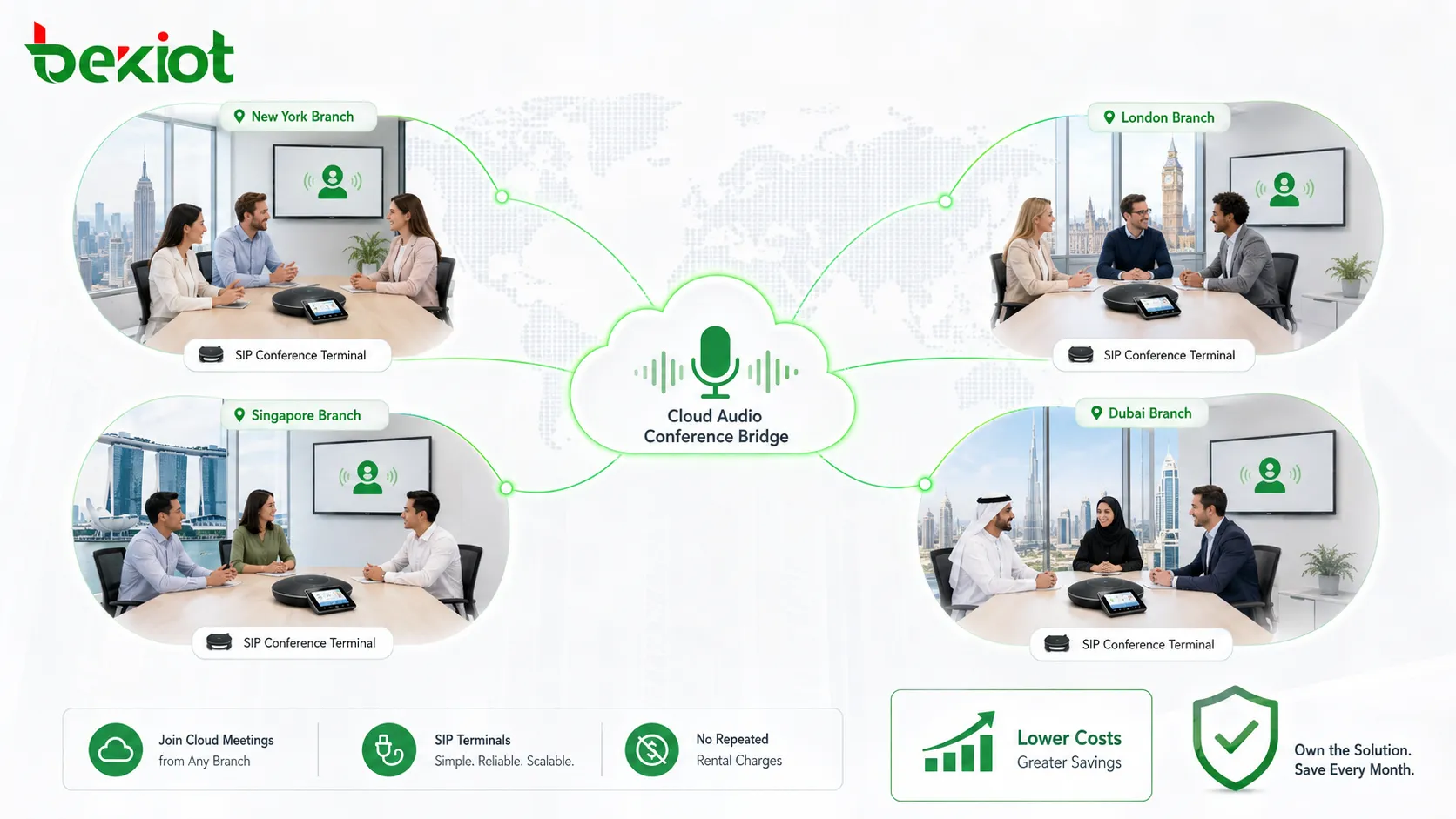 فروع تستخدم نهايات مؤتمرات SIP للانضمام إلى اجتماعات صوتية سحابية دون رسوم تأجير متكررة