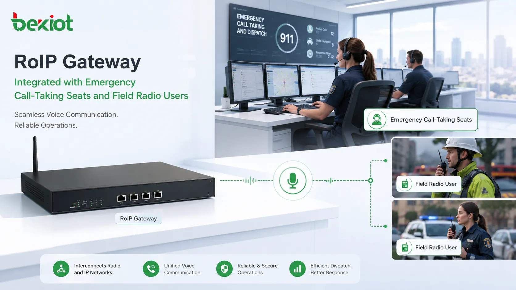حل بوابة RoIP لأنظمة استقبال مكالمات الطوارئ وdispatch