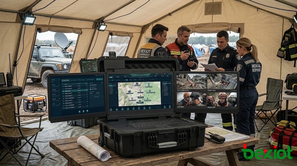 معدات قيادة طوارئ محمولة يحملها فريق الإنقاذ لنشر الاتصالات في موقع الكارثة