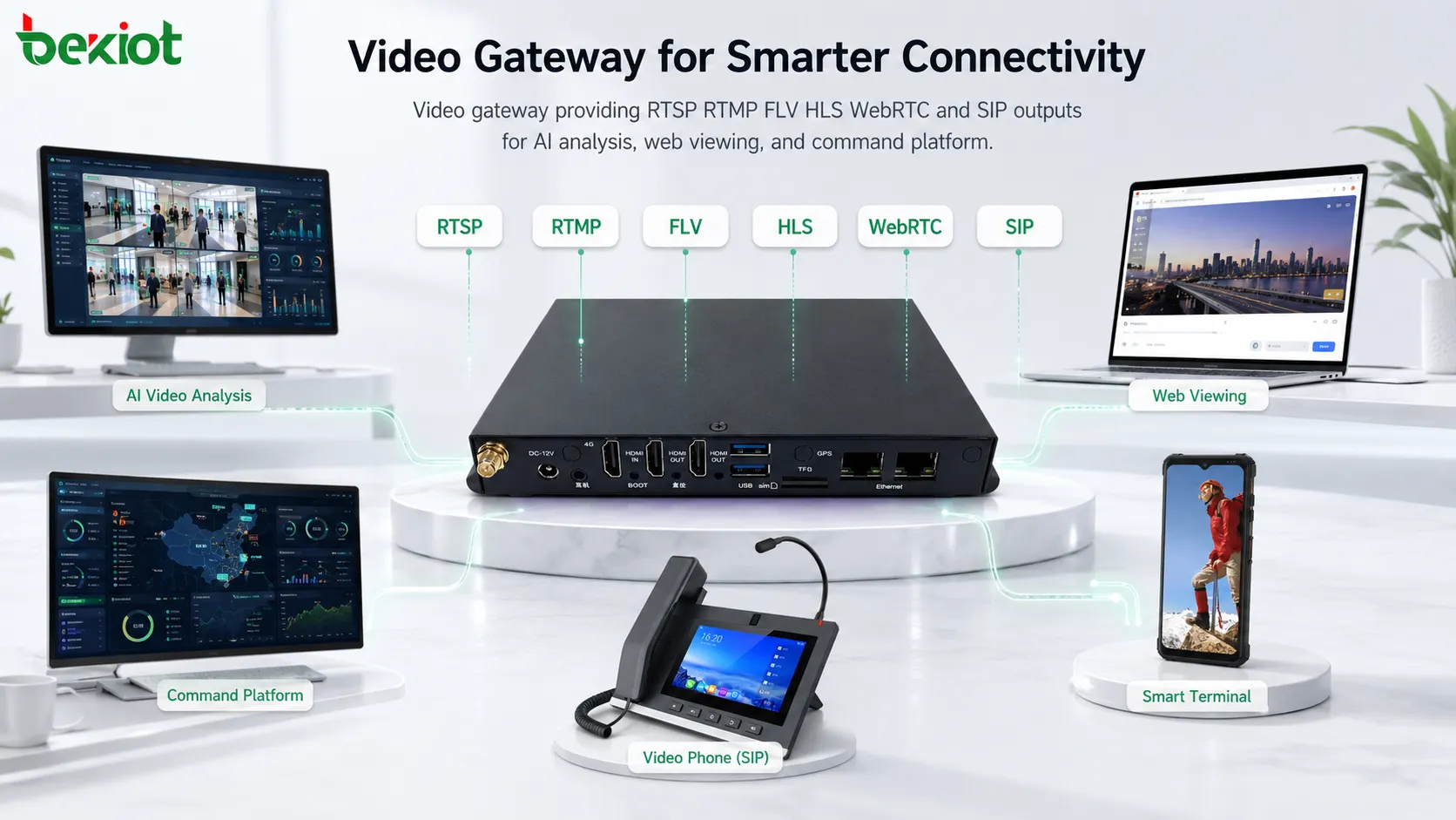 بوابة فيديو توفر مخارج RTSP وRTMP وFLV وHLS وWebRTC وSIP لتحليل الذكاء الاصطناعي والمشاهدة عبر الويب ومنصة القيادة