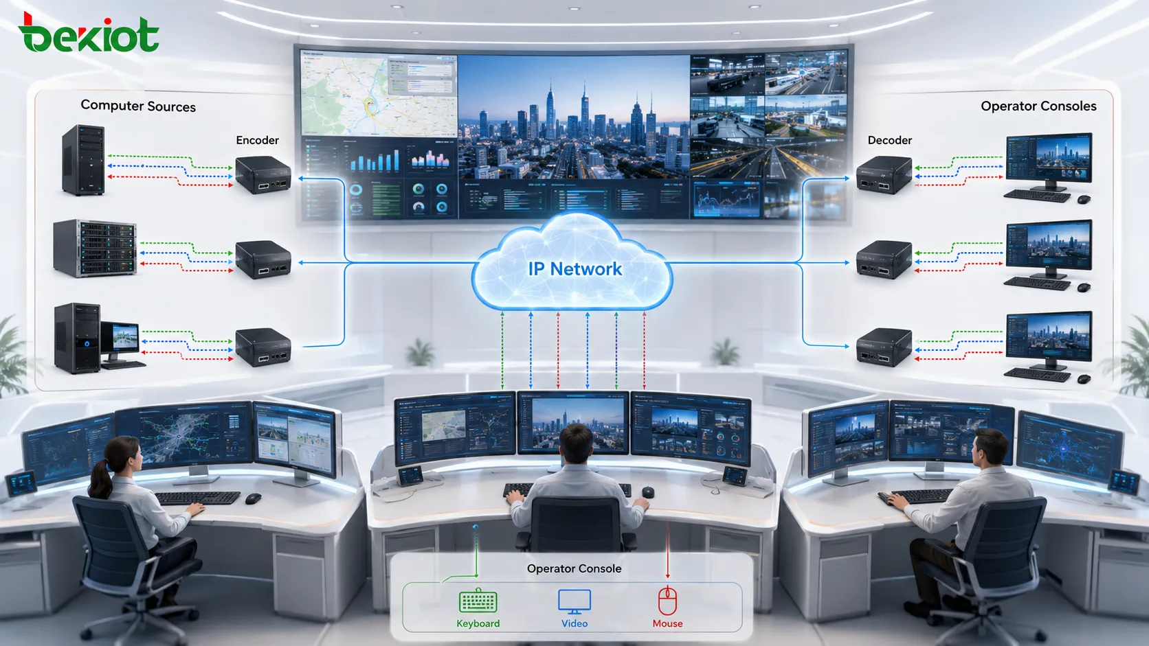 ما هو نظام KVM الموزع وما الأجهزة التي يتضمنها؟