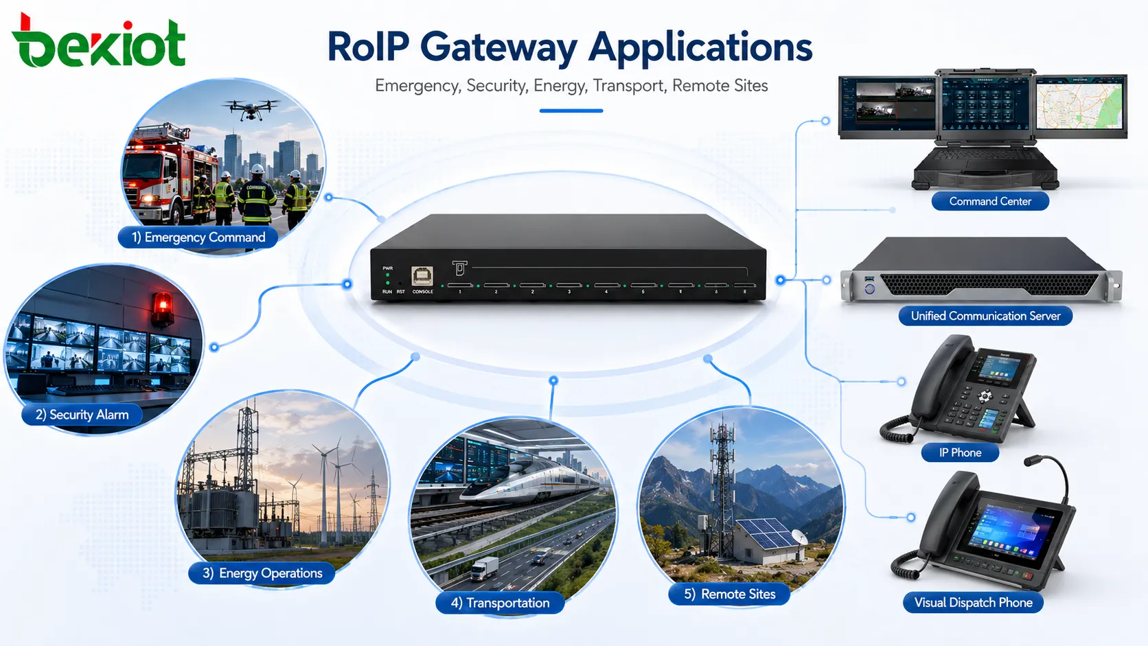 تطبيقات بوابة RoIP في القيادة الطارئة وربط إنذار الأمن والطاقة والنقل والاتصال بالمواقع البعيدة