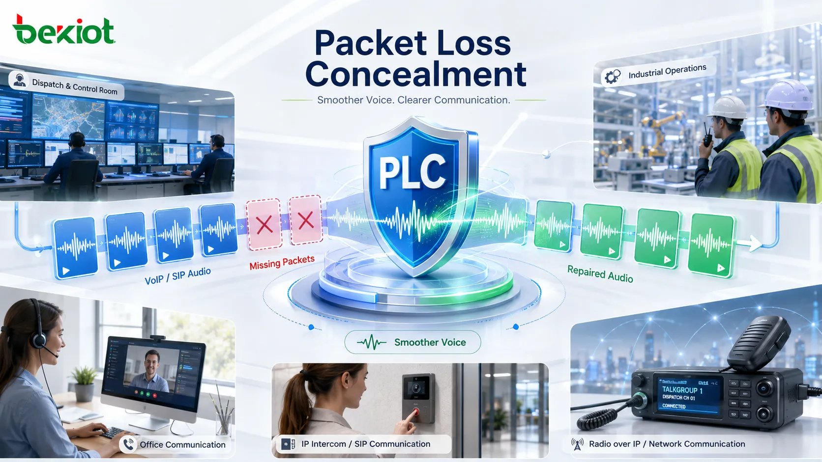 ما المزايا الصوتية لتقنية إخفاء فقدان الحزم (PLC)؟