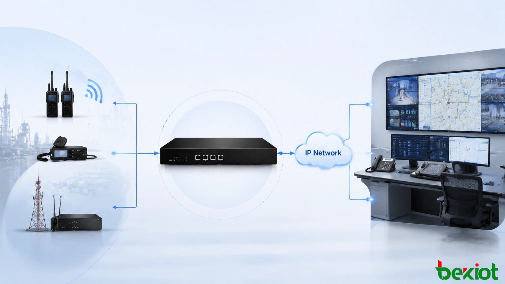 بنية بوابة ROIP التي تربط أنظمة الراديو ومنصات الاتصال عبر IP