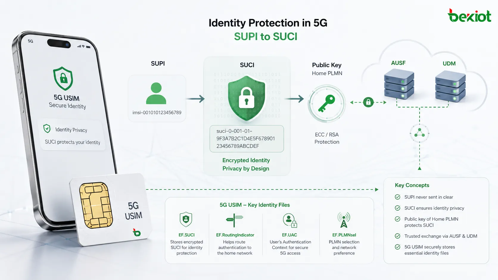 استخدام USIM لشبكات 5G لملفات EF الخاصة بحساب SUCI ومؤشر التوجيه وUAC وPLMN لإدارة الهوية والوصول