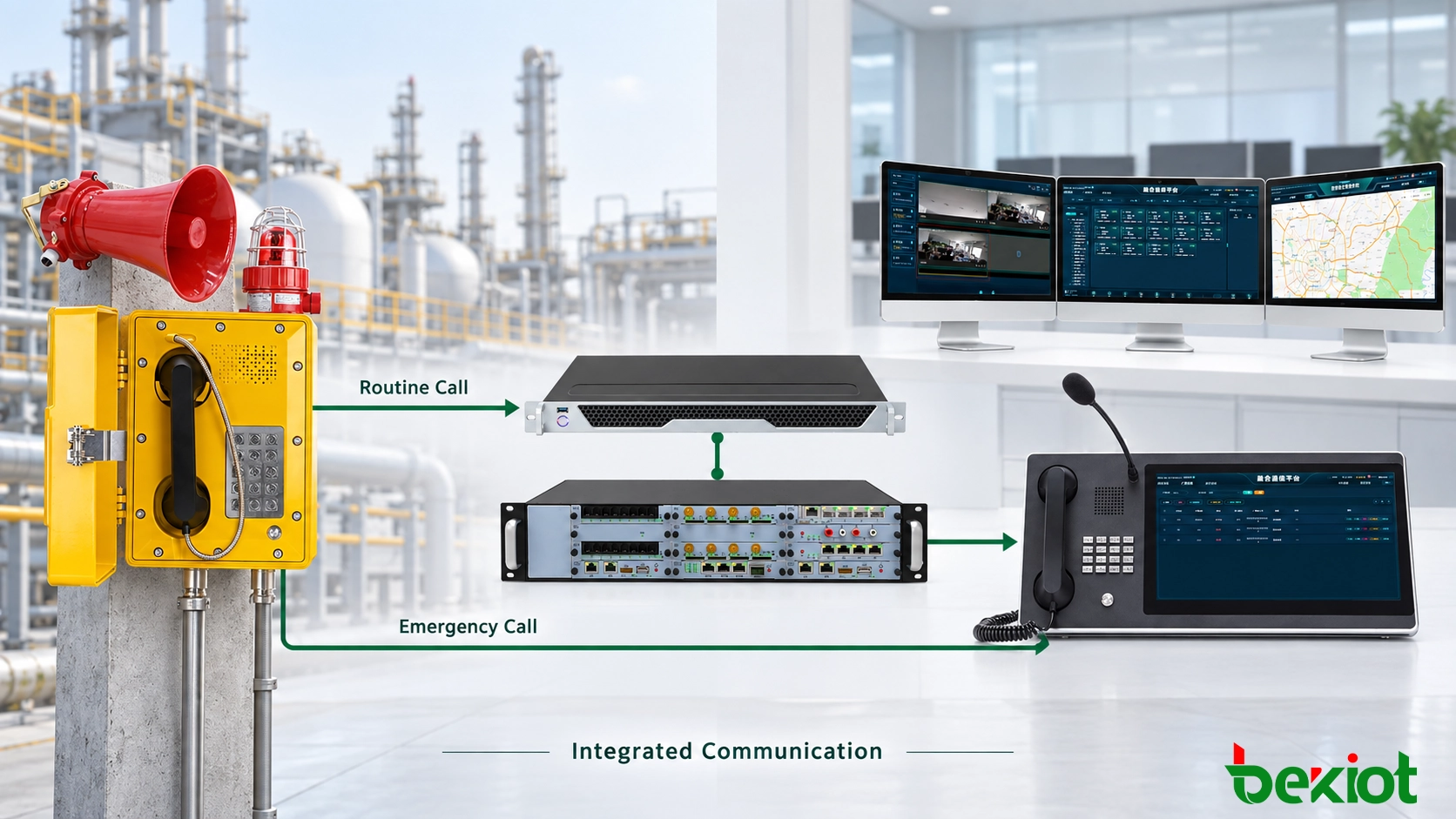 بنية IP PBX ونظام توزيع متكاملين للهواتف المضادة للانفجار في منشأة صناعية