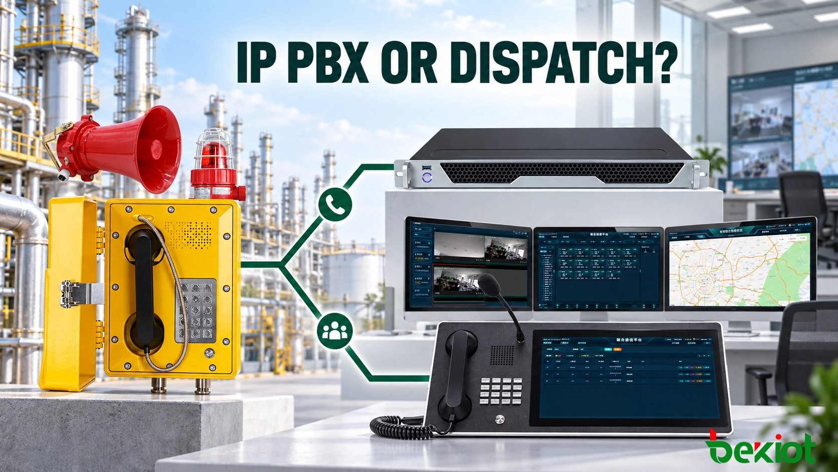 هل يجب ربط الهواتف المضادة للانفجار بـ IP PBX أم بنظام التوزيع (Dispatch System)؟